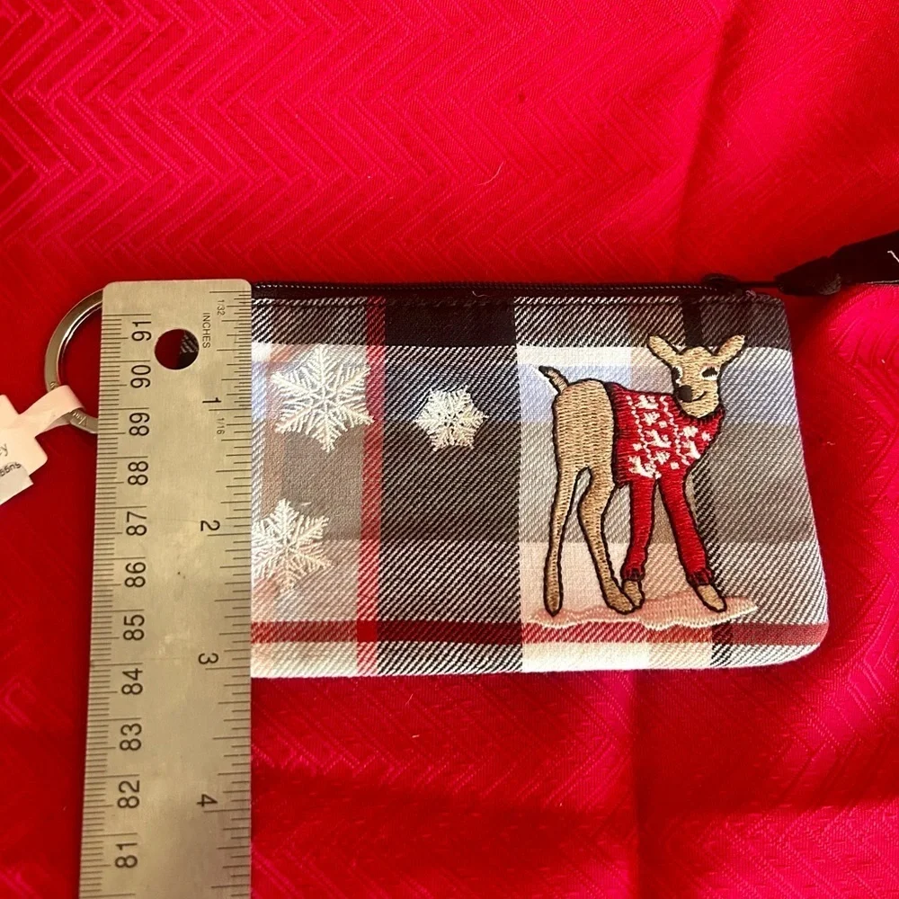 NWT Vera Bradley Perfectly Plaid Reindeer Zip ID Case